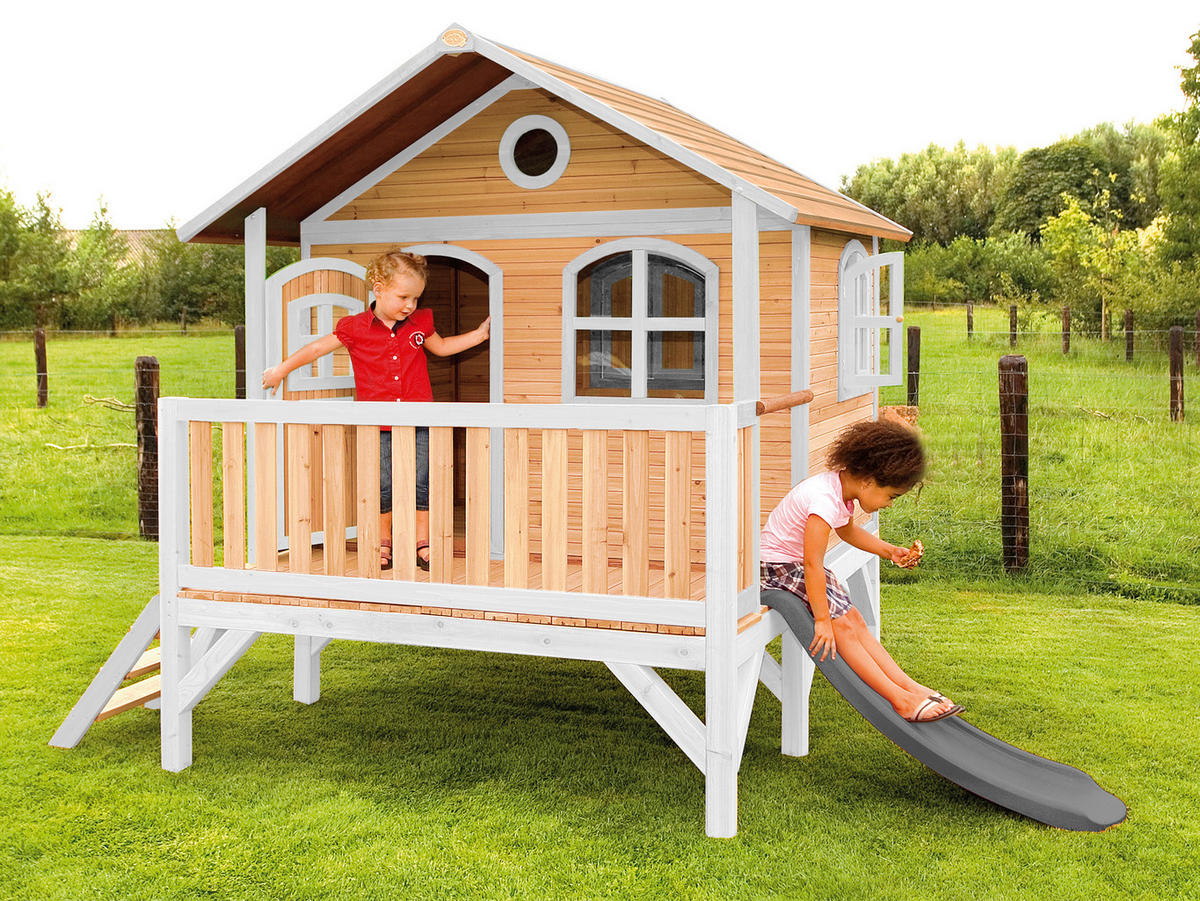 SPIELHAUS 349/233/212 cm  - Weiss/Rot, Konventionell, Holz/Kunststoff (349/233/212cm)