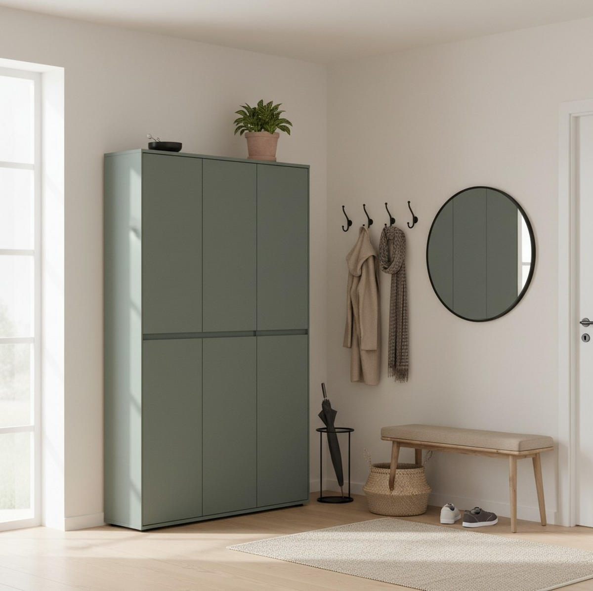 GARDEROBENSCHRANK  in 111,5/185,9/35,3 cm  - Salbeigrün, Design, Holzwerkstoff (111,5/185,9/35,3cm) - Livetastic