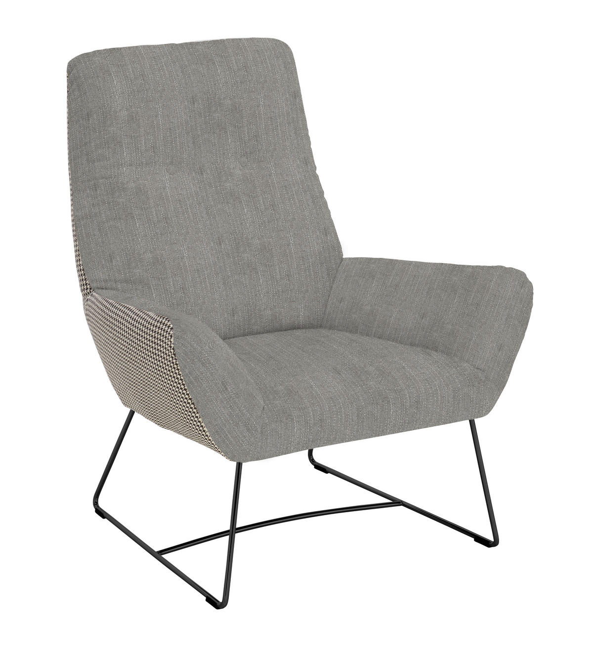 SESSEL in Flachgewebe Hellgrau  - Hellgrau/Schwarz, Design, Textil/Metall (82/102/81cm) - Pure Home Lifestyle