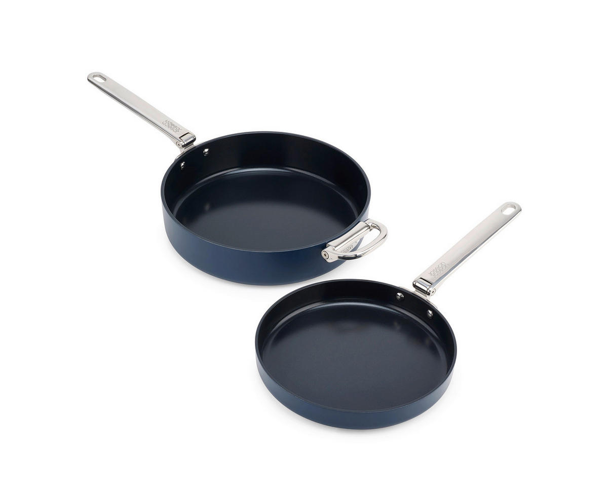 PFANNENSET Space Aluminium, Edelstahl 2-teilig  - Blau, Basics, Kunststoff/Metall (24+28cm) - Joseph Joseph