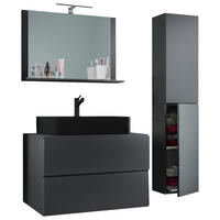 BADEZIMMER 4-teilig  in 114 cm  - Anthrazit/Schwarz, MODERN, Glas/Keramik (114cm) - MID.YOU