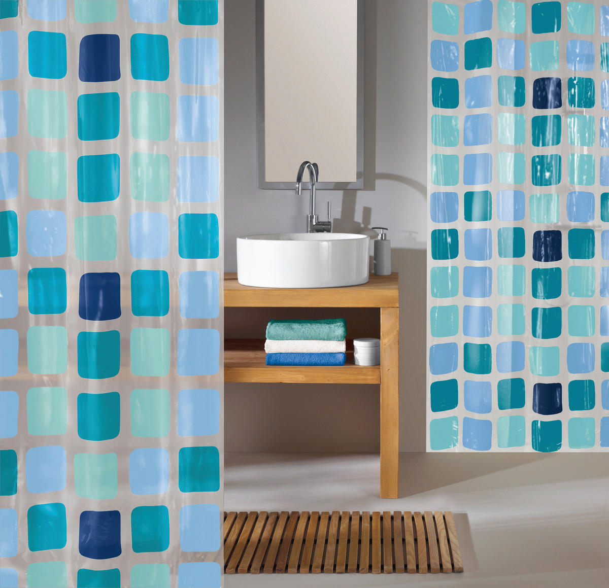 DUSCHVORHANG Sonny 180/200 cm  - Blau, Trend, Kunststoff (180/200cm) - Kleine Wolke