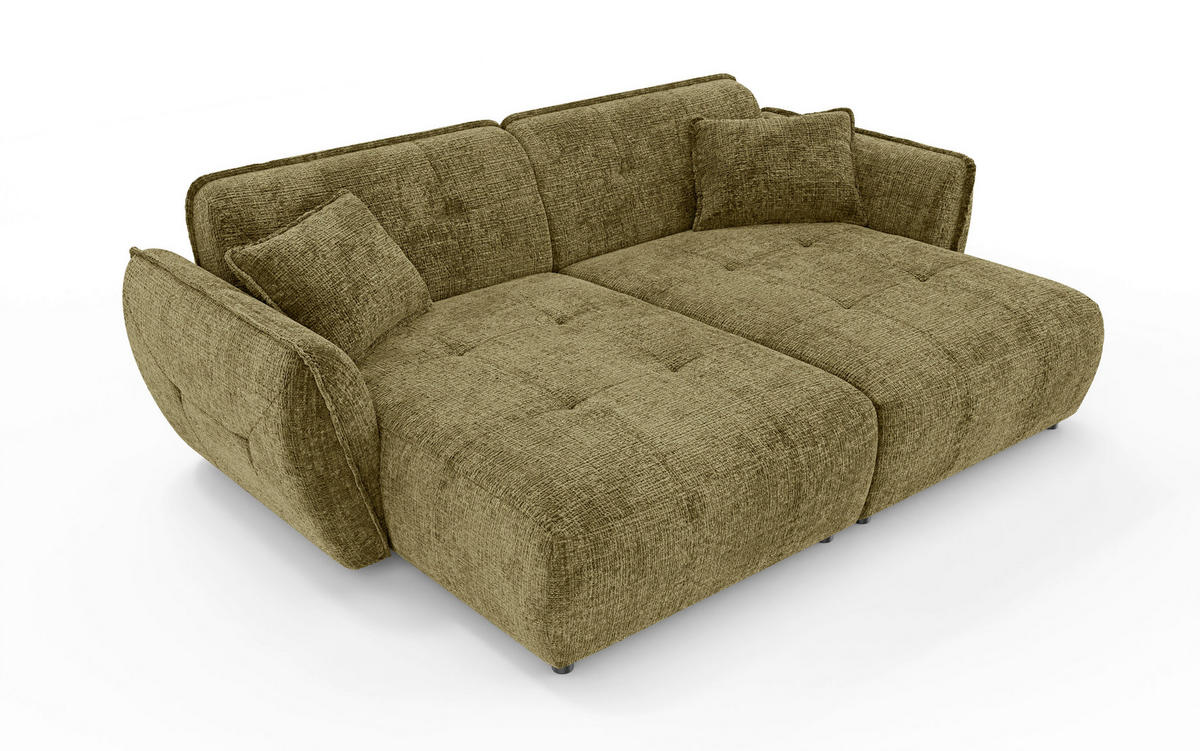 BIGSOFA NELIA Chenille Grün  - Schwarz/Grün, Design, Kunststoff/Textil (252/81/155cm) - P & B