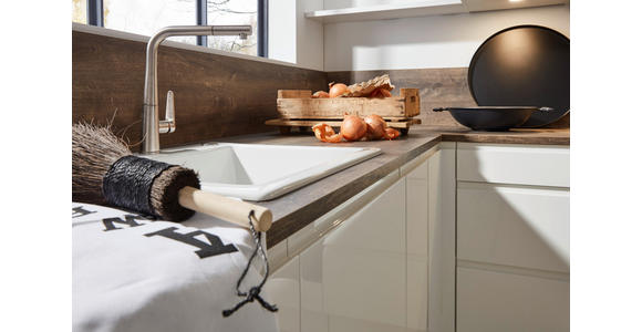 EINBAUKÜCHE   - Weiß/Grau, Design, Holzwerkstoff - Dieter Knoll