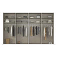 SCHWEBETÜRENSCHRANK 360/223/68 cm 4-türig Eichefarben, Chromfarben, Hellgrau  - Chromfarben/Eichefarben, Design, Glas/Holz (360/223/68cm) - Novel
