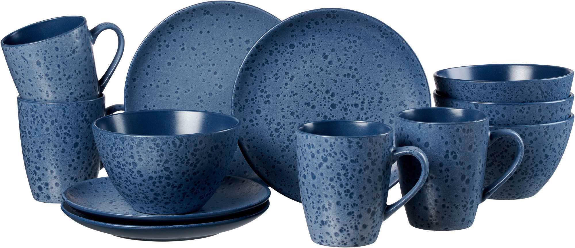 FRÜHSTÜCKSSERVICE Blau KITWE 12-teilig 4 Personen  - Blau, Trend, Keramik (26/24/24cm) - Ritzenhoff Breker