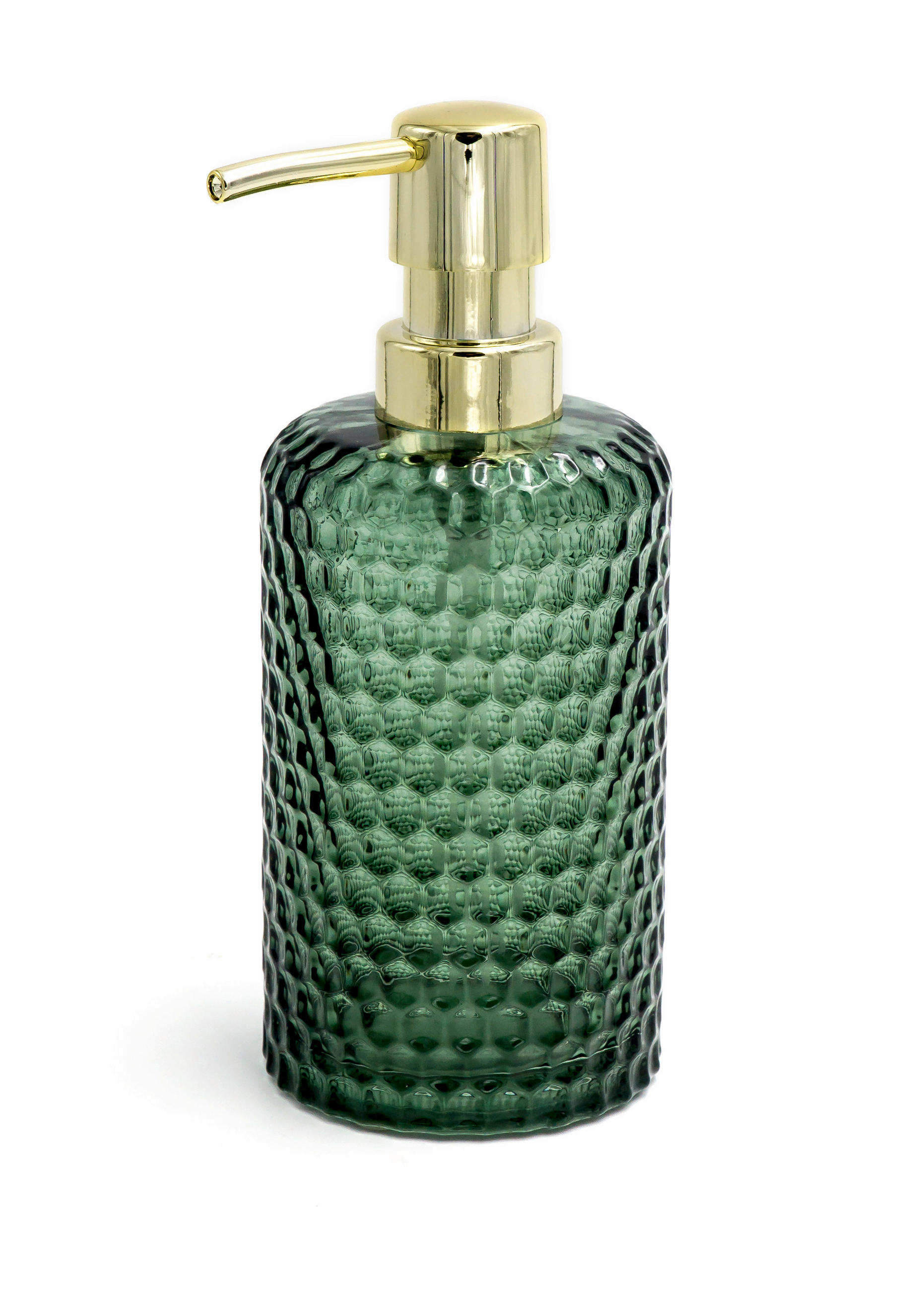 SEIFENSPENDER  - Dunkelgrün/Goldfarben, Basics, Glas/Kunststoff (7,3/17,9/7,3cm) - Sadena