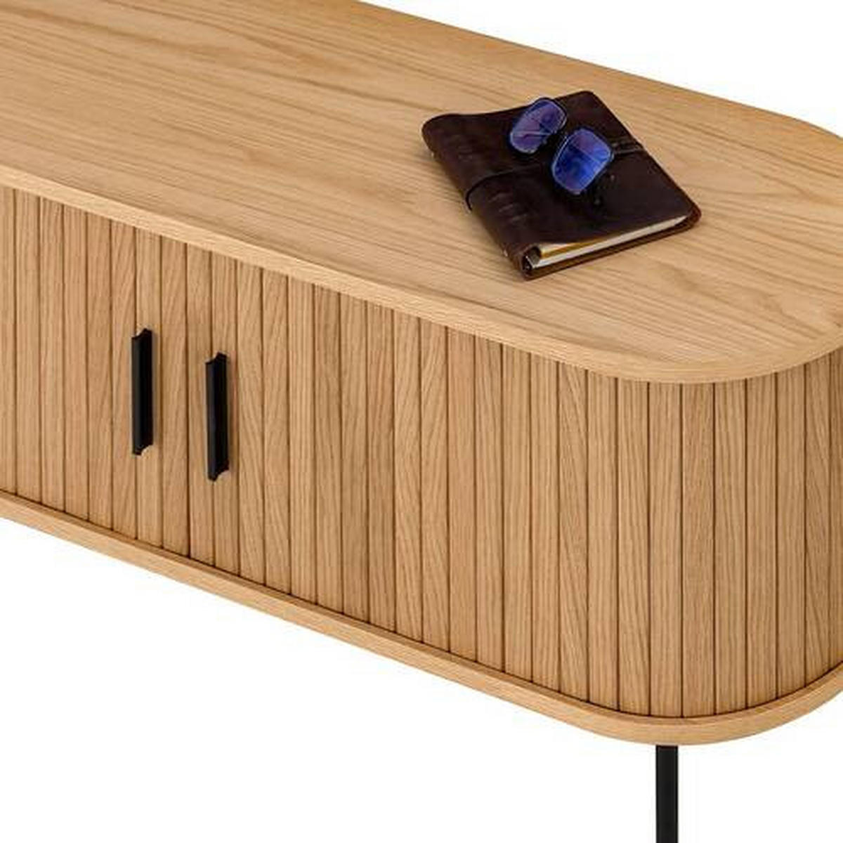 TV-BÄNK  i 120/55/40 cm  - svart/ekfärgad, Lifestyle, metall/trämaterial (120/55/40cm) - Niels Andersson