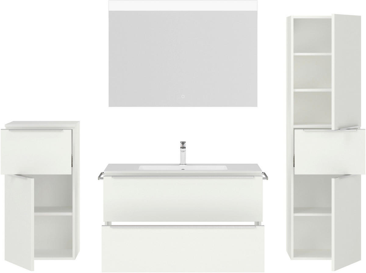 BADEZIMMER 5-teilig  in 191 cm  - Edelstahlfarben/Weiß, MODERN, Glas/Holzwerkstoff (191cm) - Nobilia