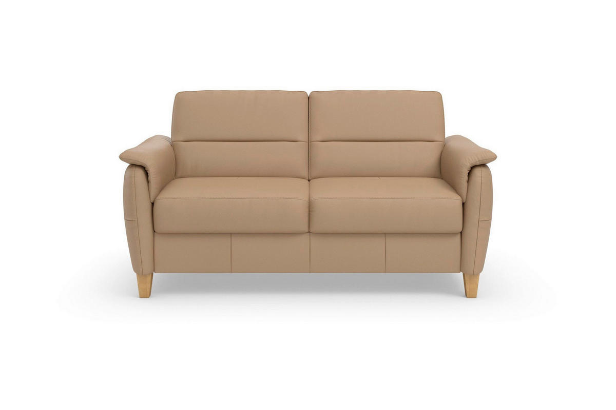 3-SITZER-SOFA PALMERA E Echtleder Cappuccino  - Eichefarben/Cappuccino, Basics, Leder/Holz (179/89/89cm) - Sit & More