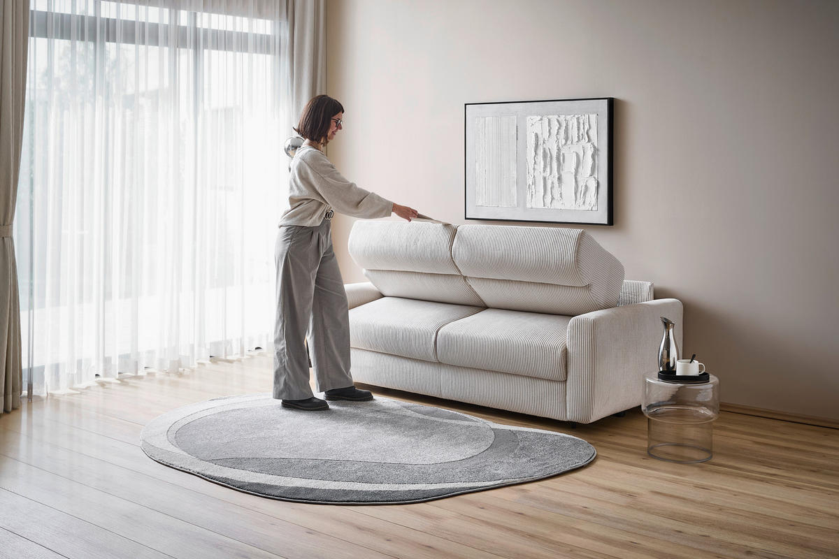 SCHLAFSOFA Cord Creme  - Creme/Schwarz, Design, Kunststoff/Textil (200/84/98cm) - Novel