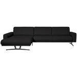 ECKSOFA in Echtleder Schwarz  - Anthrazit/Schwarz, KONVENTIONELL, Leder/Metall (182/324cm) - Ambiente