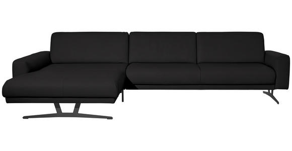 ECKSOFA in Echtleder Schwarz  - Anthrazit/Schwarz, KONVENTIONELL, Leder/Metall (182/324cm) - Ambiente