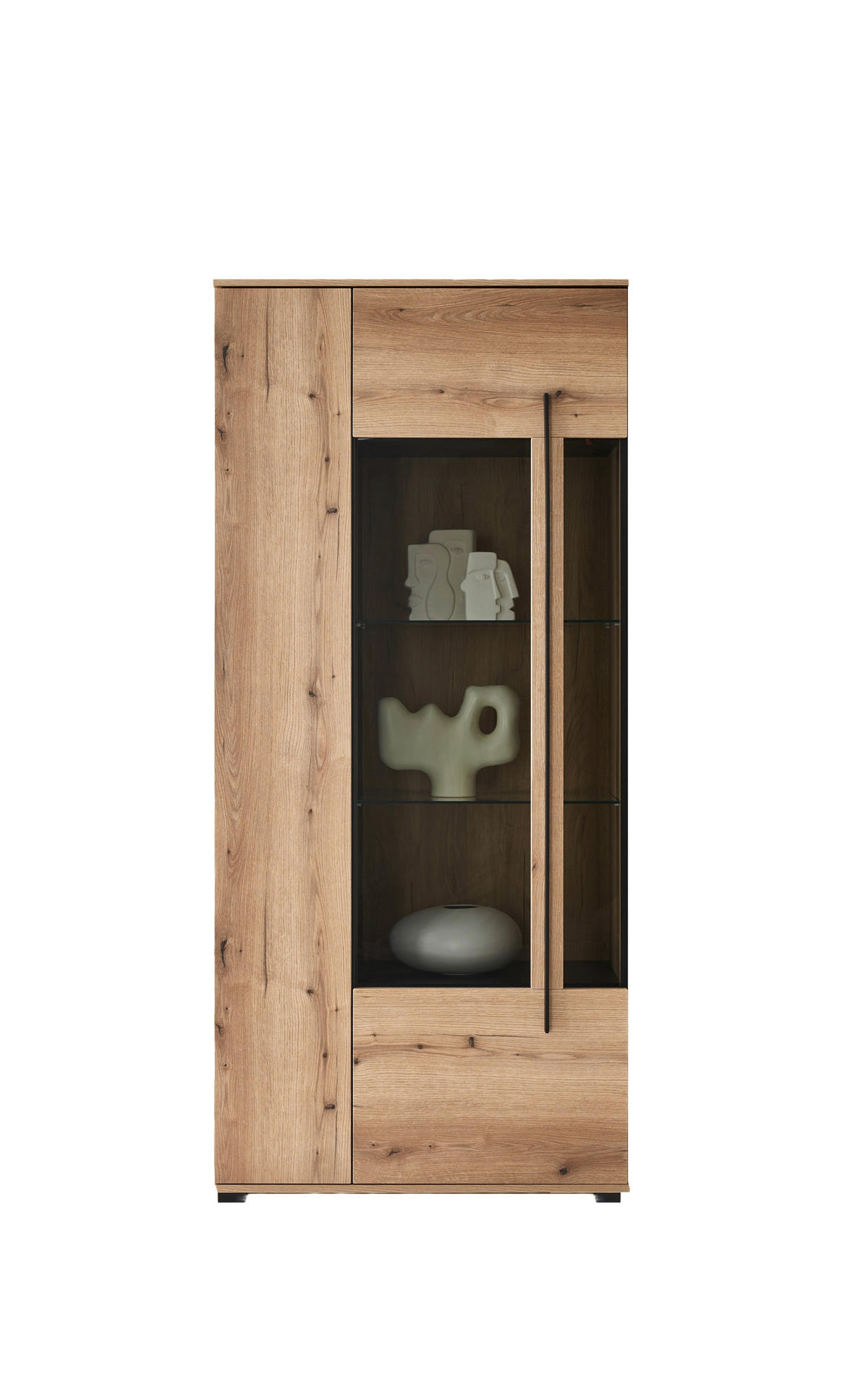 VITRINE  in Eichefarben  - Eichefarben/Schwarz, Design, Glas/Holzwerkstoff (90/200/37cm) - Livetastic