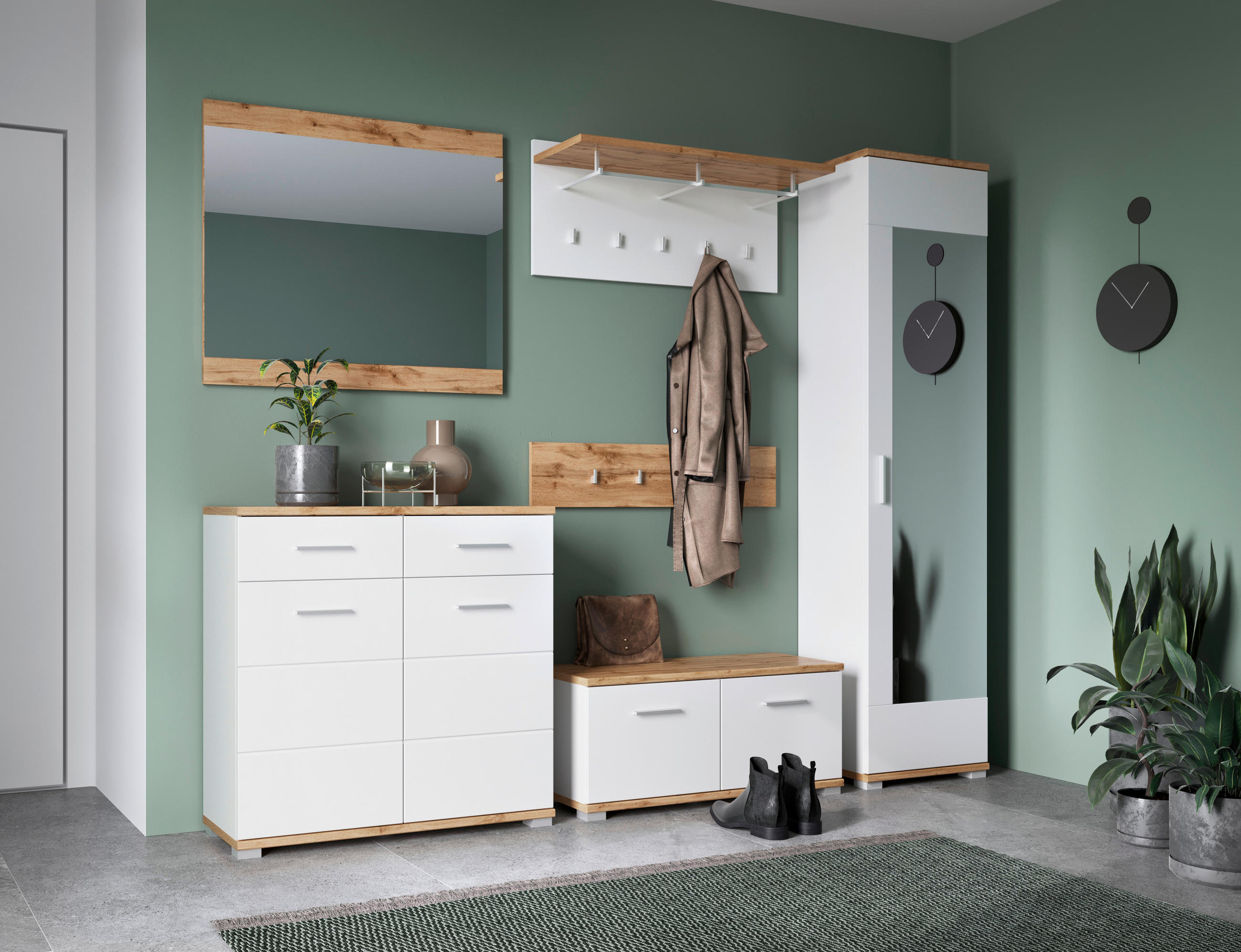 Garderobe Hola Weiß/eiche Wotan B: 230 Cm