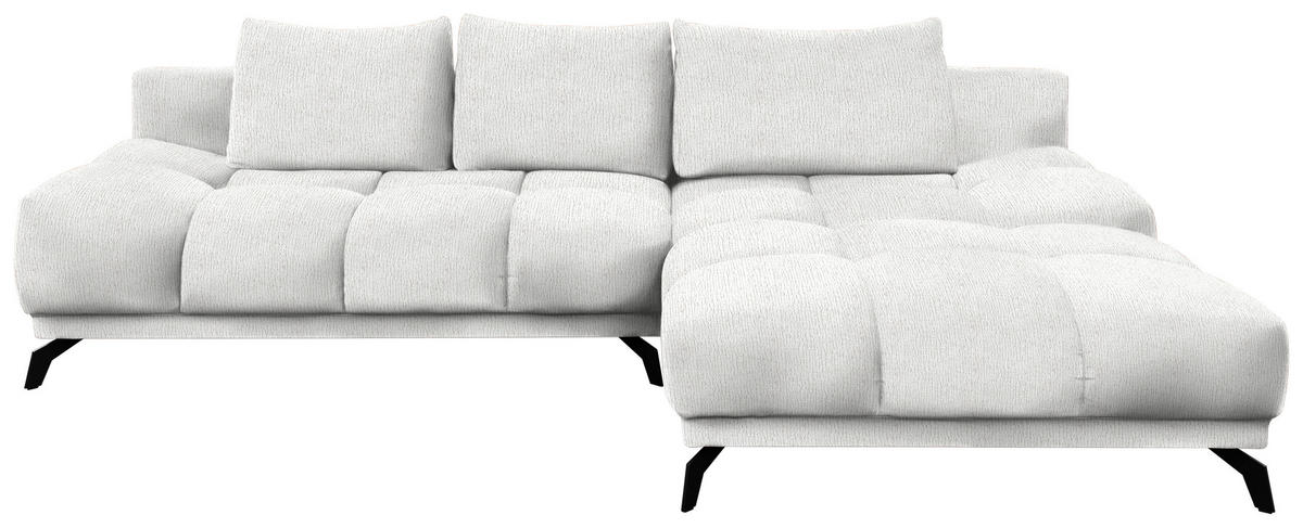 ECKSOFA in Chenille Ecru  - Ecru/Schwarz, Modern, Textil/Metall (290/182cm) - Hom`in