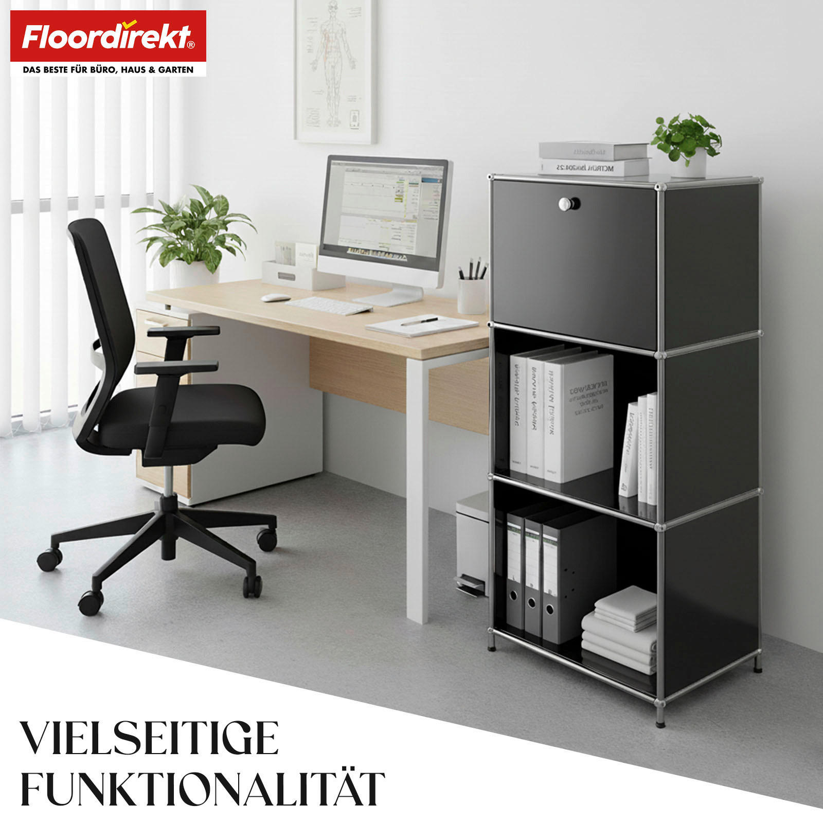 STANDREGAL Schwarz  - Schwarz, Basics, Metall (50/121/40cm) - Floordirekt