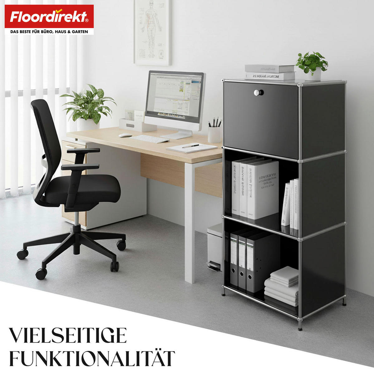 STANDREGAL Schwarz  - Schwarz, Basics, Metall (50/121/40cm) - Floordirekt