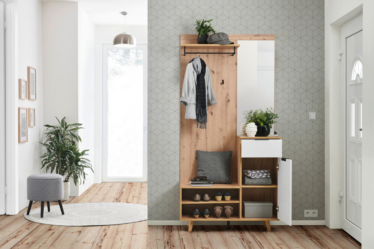 GARDEROBE 5-teilig  in 100/204/40 cm  - Weiß/Eiche Artisan, KONVENTIONELL, Holzwerkstoff (100/204/40cm) - home24
