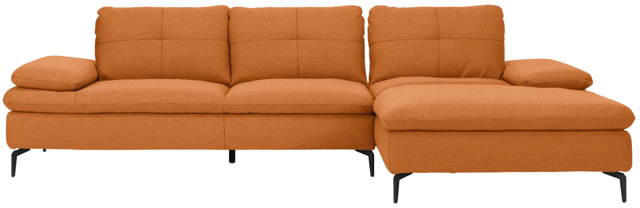 ECKSOFA Webstoff Orange  - Schwarz/Orange, Design, Textil/Metall (301/179cm) - Chilliano