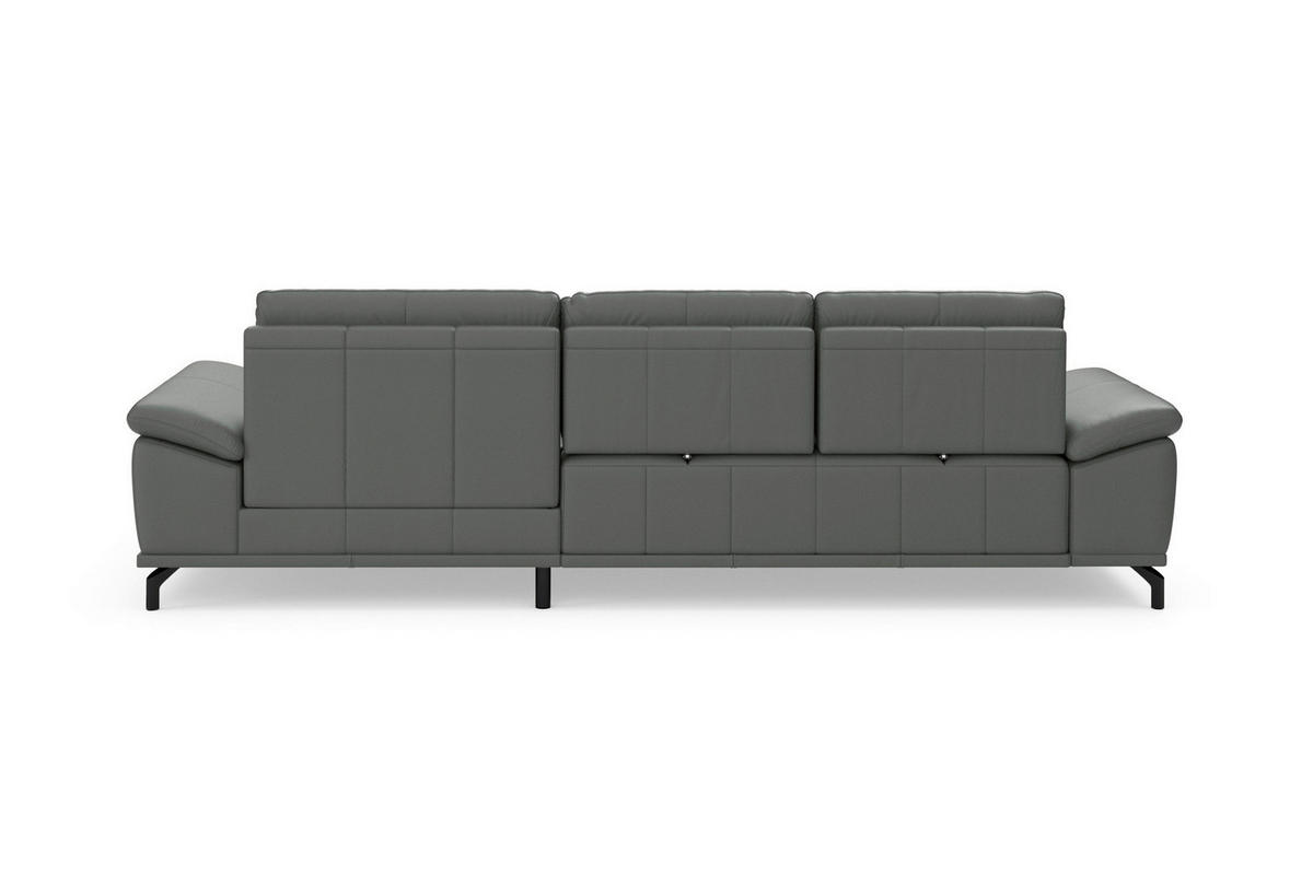 ROHOVÁ SEDAČKA, kůže, antracitová - černá/antracitová, Basics, kov/kůže (301/176cm) - Sit & More