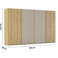 SCHWEBETÜRENSCHRANK 360/223/68 cm 4-türig Eichefarben, Fango  - Fango/Eichefarben, Design, Glas/Holz (360/223/68cm) - Novel