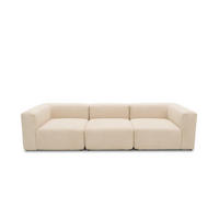 3-SITZER-SOFA  in Cord, Mikrofaser Creme  - Creme/Schwarz, Design, Kunststoff/Textil (301/69/108cm) - MID.YOU