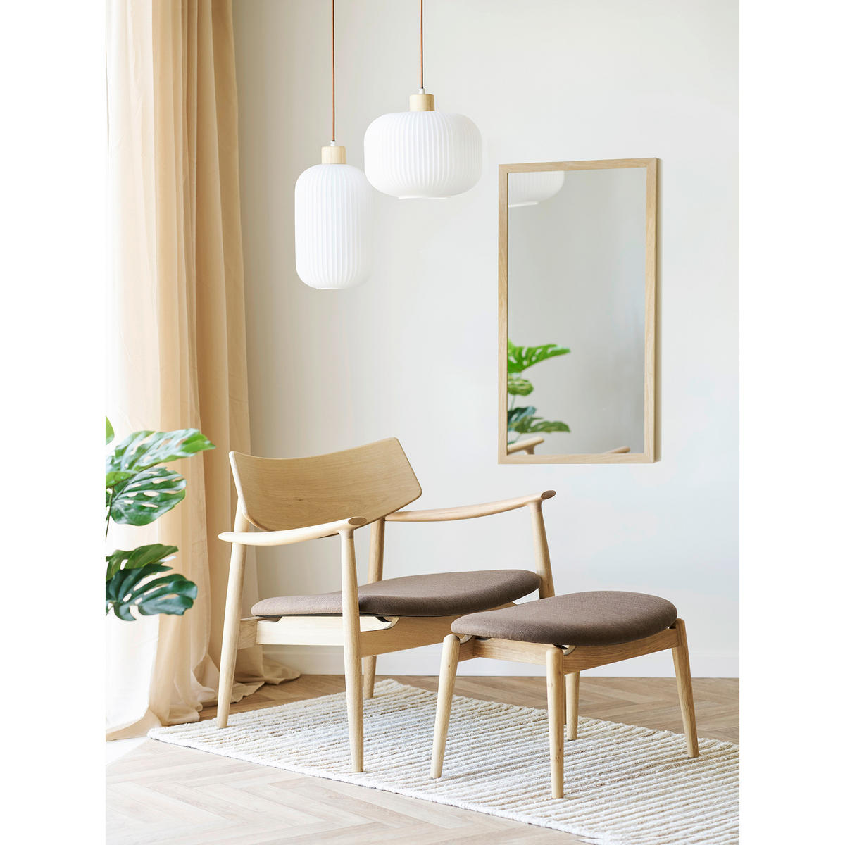HOCKER Olvera Braun  - Eichefarben/Braun, Basics, Holz/Textil (43/53,5/38cm)