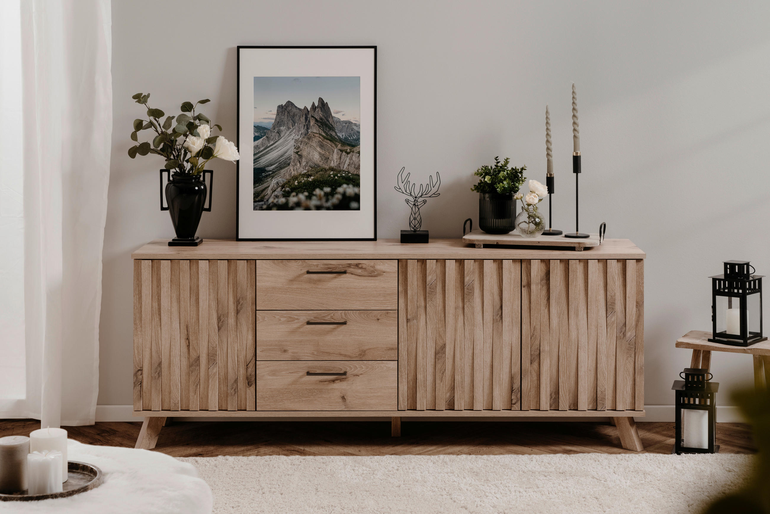 SIDEBOARD in 175/67,8/40 cm - Eichefarben, LIFESTYLE, Holzwerkstoff/Metall (175/67,8/40cm) - MID.YOU