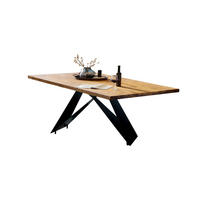 ESSTISCH 220/100/76,4 cm Echtholz  Holz, Metall rechteckig Naturfarben, Schwarz  - Schwarz/Naturfarben, MODERN, Holz/Metall (220/100/76,4cm) - MID.YOU