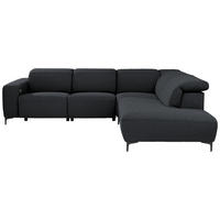 ECKSOFA Anthrazit Flachgewebe  - Anthrazit/Schwarz, Design, Textil/Metall (290/238cm) - Pure Home Lifestyle