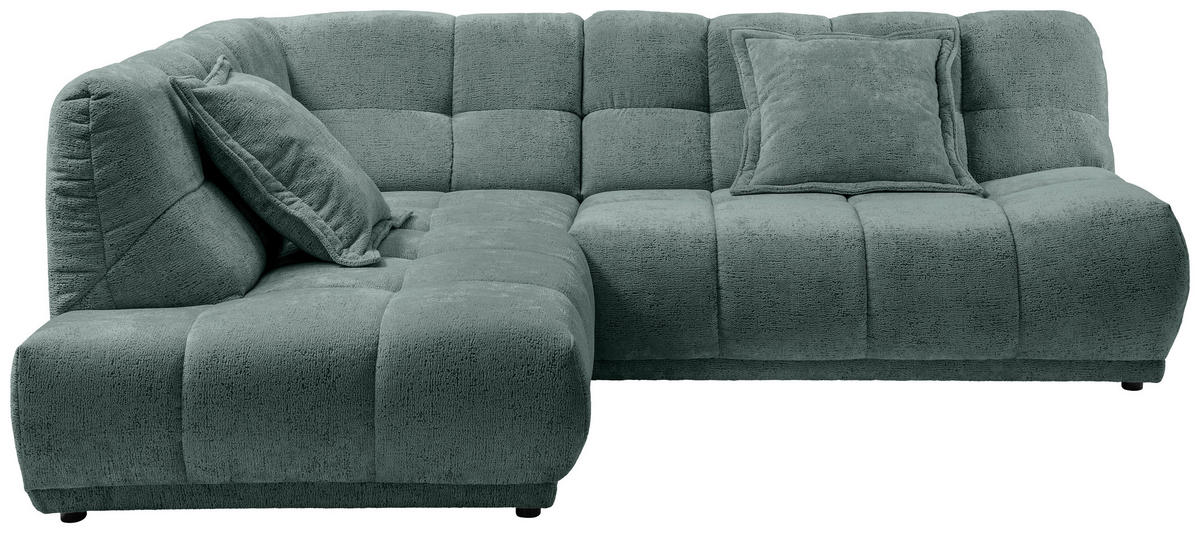 ECKSOFA Chenille Türkis  - Türkis/Schwarz, Modern, Kunststoff/Textil (203/254cm) - Livetastic