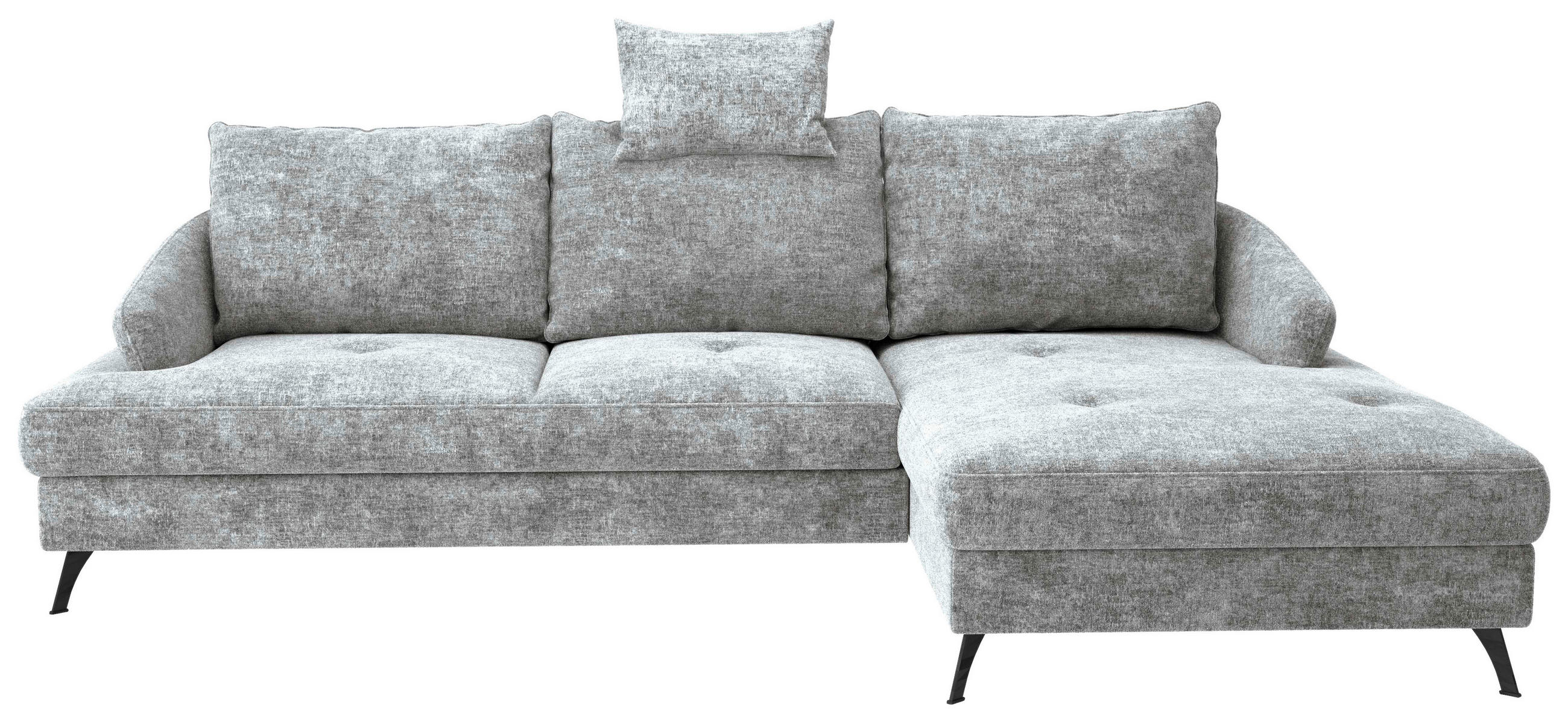 ECKSOFA in Webstoff Grau  - Schwarz/Grau, Konventionell, Textil/Metall (293/183cm) - Carryhome
