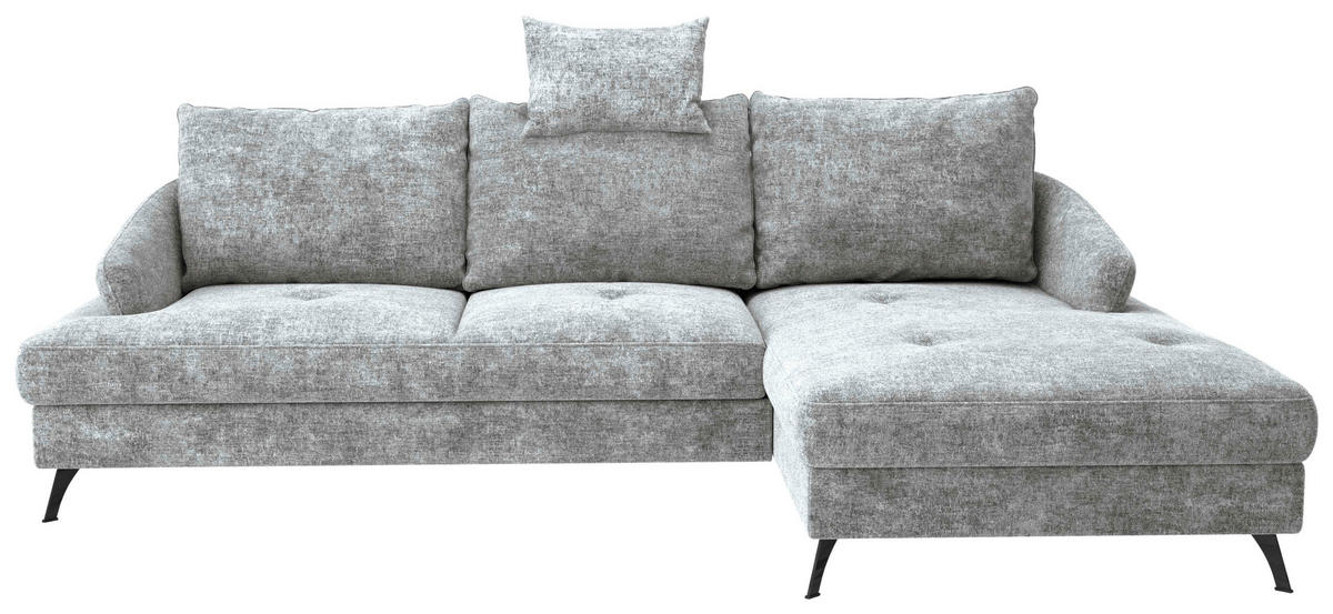 ECKSOFA in Webstoff Grau  - Schwarz/Grau, Konventionell, Textil/Metall (293/183cm) - Carryhome