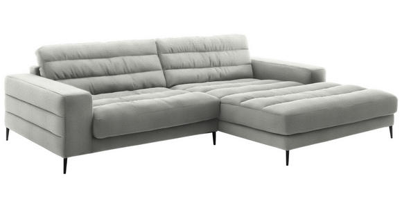 ECKSOFA in Cord Hellgrau 296/207 cm - Hellgrau/Schwarz, Design, Textil/Metall (296/207cm) - Dieter Knoll
