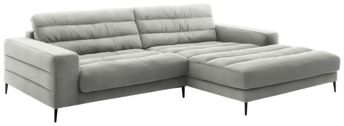 ECKSOFA in Cord Hellgrau  - Hellgrau/Schwarz, Design, Textil/Metall (296/207cm) - Dieter Knoll