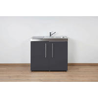 MINIKÜCHE  100/89/60 cm  in Schieferfarben  - Schieferfarben/Edelstahlfarben, Basics, Metall (100/89/60cm)