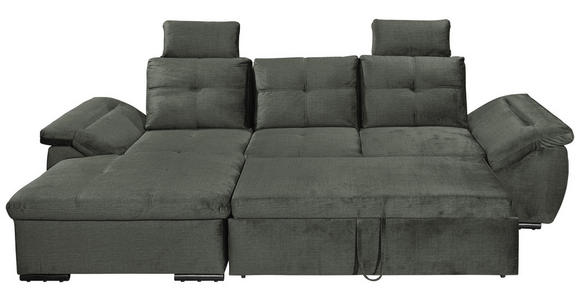 ECKSOFA in Mikrovelours Dunkelgrün - Dunkelgrün/Schwarz, KONVENTIONELL, Kunststoff/Textil (170/275cm) - Carryhome