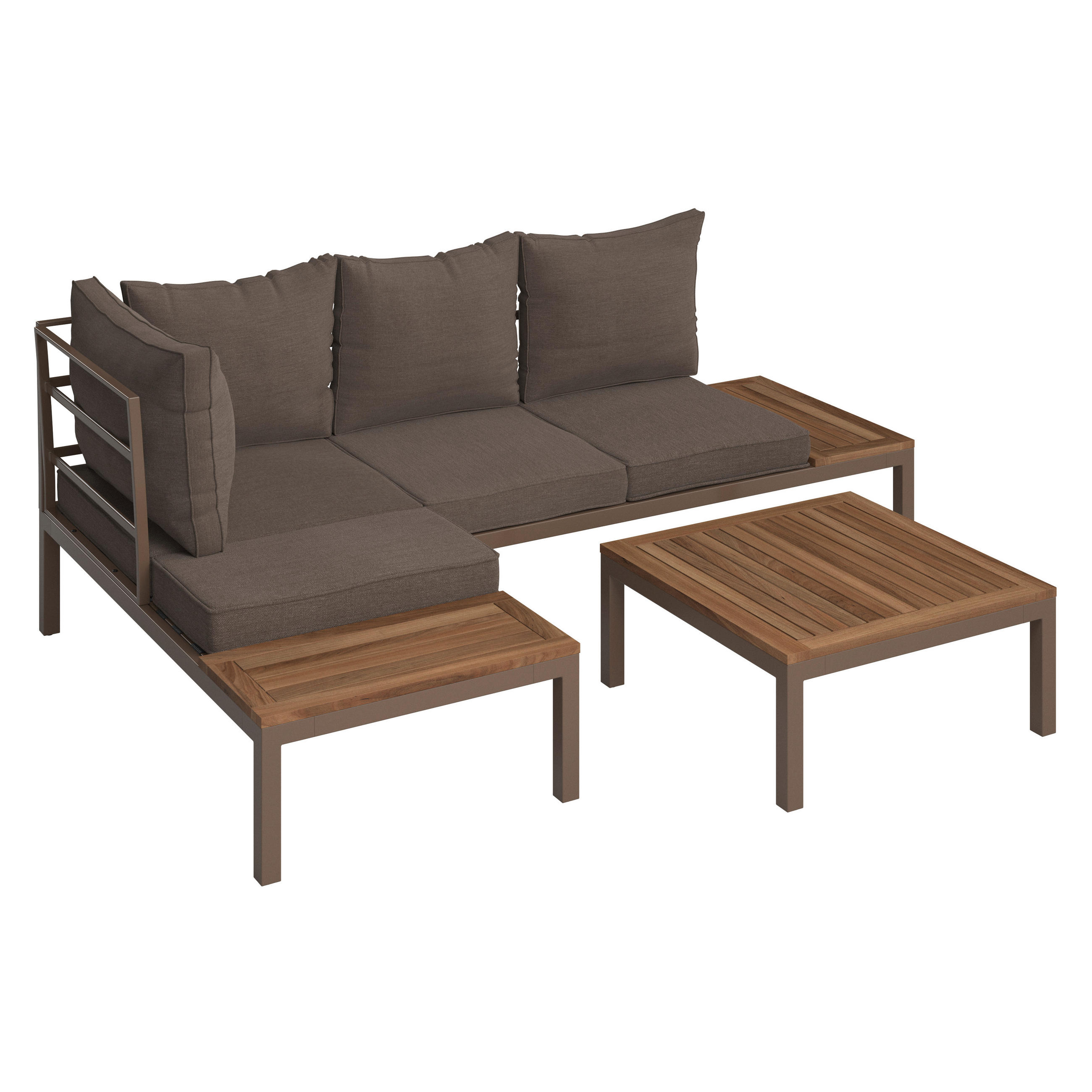 LOUNGEGARNITUR 138/207 cm Akazie vollmassiv Stahl  - Braun/Naturfarben, MODERN, Holz/Metall (138/207cm) - Ambia Garden