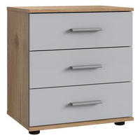 NOČNÝ STOLÍK, farba duba, svetlosivá, 52/58/38 cm - farba duba/svetlosivá, Basics, kompozitné drevo/plast (52/58/38cm) - MID.YOU