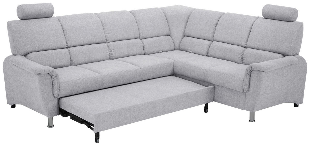 ECKSOFA Blaugrau Webstoff  - Silberfarben/Blaugrau, Design, Holz/Kunststoff (270/219cm) - Livetastic