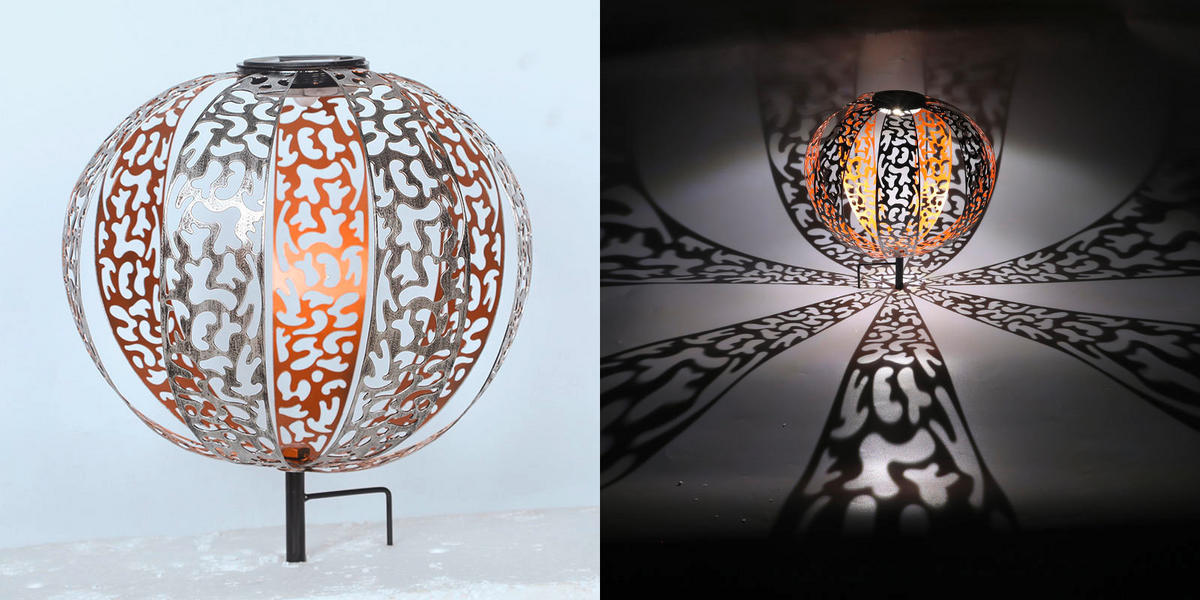 SOLARLEUCHTE - Silberfarben/Goldfarben, Design, Metall (30/41,0cm) - Globo