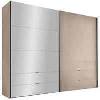 SCHWEBETÜRENSCHRANK 252/222/68 cm 2-türig Elfenbein  - Elfenbein/Schwarz, Design, Glas/Holzwerkstoff (252/222/68cm) - Dieter Knoll