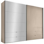 SCHWEBETÜRENSCHRANK 306/222/68 cm 2-türig Elfenbein  - Elfenbein/Schwarz, Design, Glas/Holzwerkstoff (306/222/68cm) - Dieter Knoll