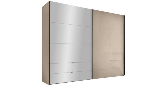 SCHWEBETÜRENSCHRANK 252/222/68 cm 2-türig Elfenbein  - Elfenbein/Schwarz, Design, Glas/Holzwerkstoff (252/222/68cm) - Dieter Knoll