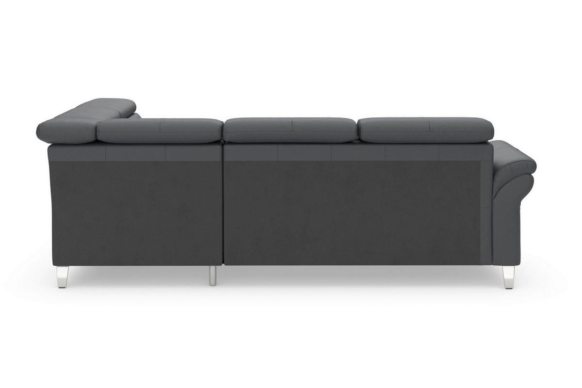 ECKSOFA 245/194 cm ARNGAST E in Echtleder Schwarz Kopfteilverstellung  245/194 cm  - Chromfarben/Schwarz, Basics, Leder/Textil (245/194cm) - Sit & More