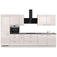 KÜCHENBLOCK 360 cm   in Schieferfarben, Hellgrau  - Schieferfarben/Edelstahlfarben, MODERN, Holzwerkstoff/Metall (360cm) - Nobilia