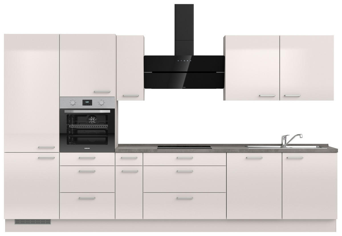 KÜCHENBLOCK 360 cm   in Schieferfarben, Hellgrau  - Schieferfarben/Edelstahlfarben, MODERN, Holzwerkstoff/Metall (360cm) - Nobilia