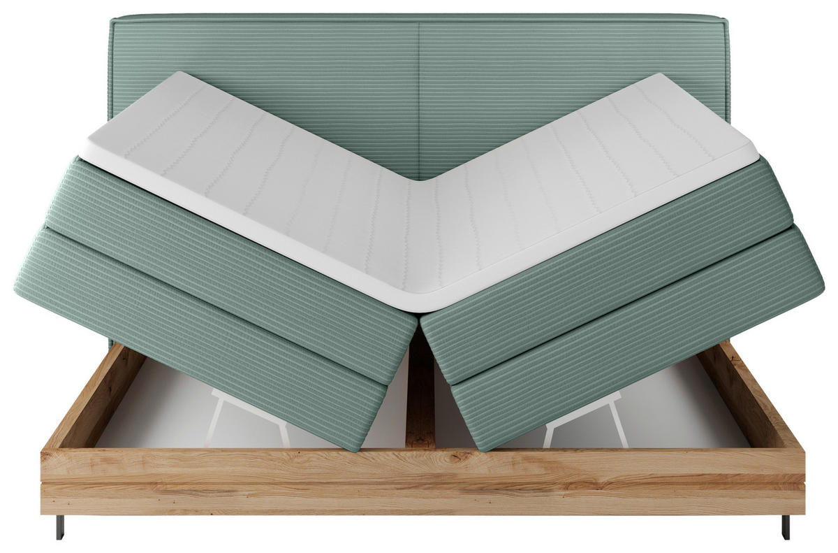 BOXSPRINGBETT 180/200 cm  in Petrol  - Petrol/Schwarz, Natur, Holz/Textil (180/200cm) - Valnatura