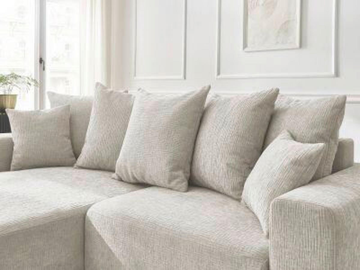 ECKSOFA Ottomane links  ATILLA Beige Struktur  - Beige/Schwarz, MODERN, Kunststoff/Textil (149/244cm)